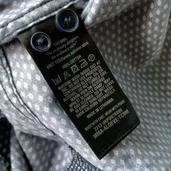 Ted Baker London Short Sleeve Shirt Button Down Casual Dress Navy Blue White 4 L - Picture 8 of 13